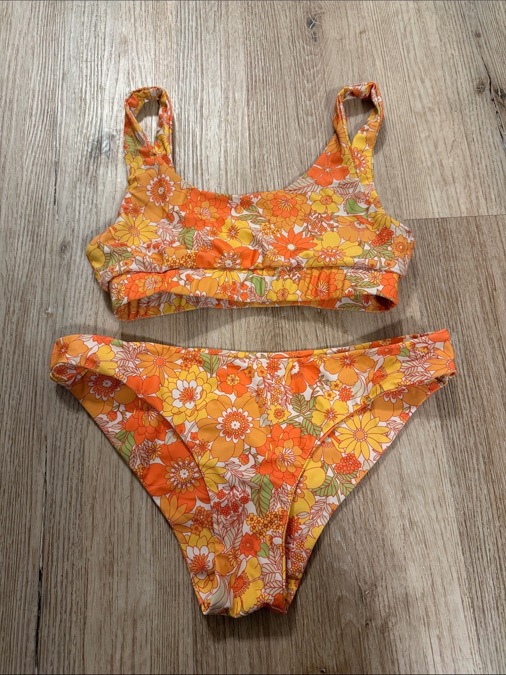Kulani Kinis Orange & Yellow Floral Bikini Set